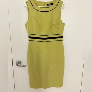 Nine West Yellow Midi Dress with Black Stripes
